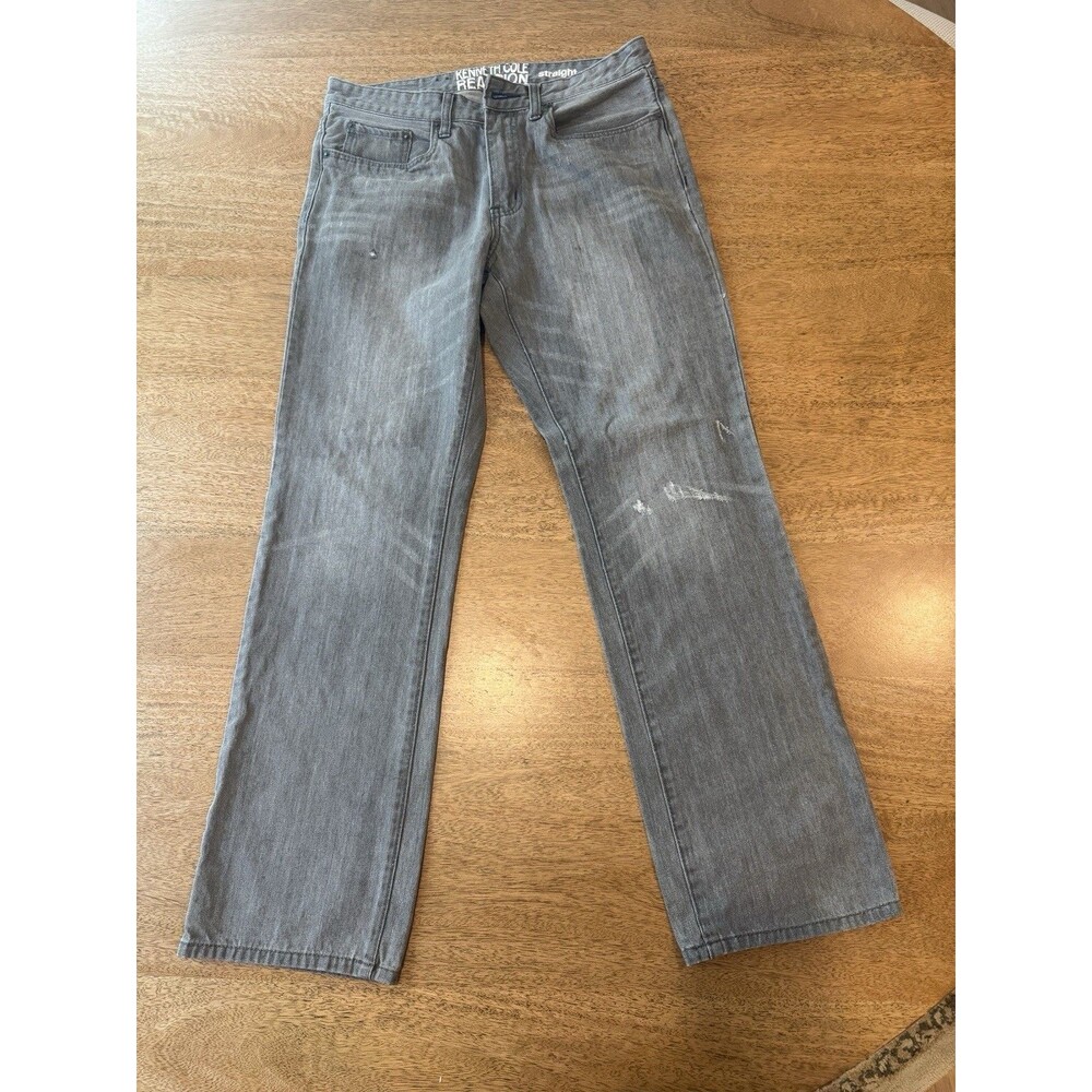 Kenneth Cole Reaction Jeans Mens 32x32 Gray Denim Faded Straight